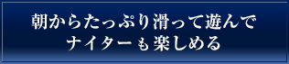 朝からたっぷり滑って遊んで ナイターも楽しめる