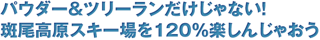 パウダー＆ツリーランだけじゃない！斑尾高原スキー場を120％楽しんじゃおう