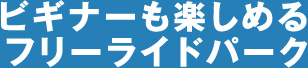 ビギナーも楽しめる フリーライドパーク