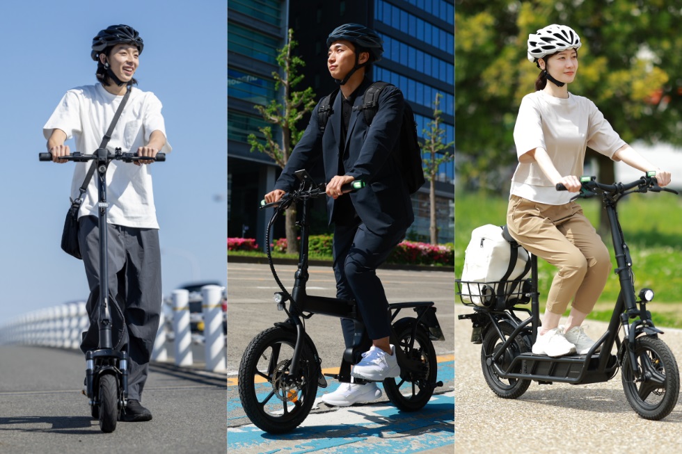 全国のスポーツデポにて「特定小型原動機付自転車」キックスケータータイプ・自転車タイプ・スクータータイプの3タイプを順次発売