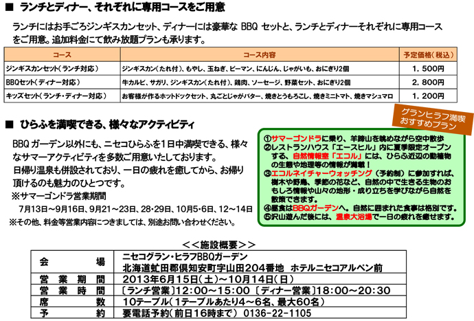 【ニセコグラン・ヒラフBBQガーデン】新登場!!