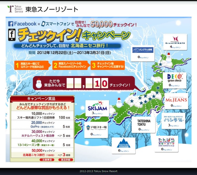 東急スノーリゾート チェックインキャンペーン！目指せ 北海道ニセコ旅行！