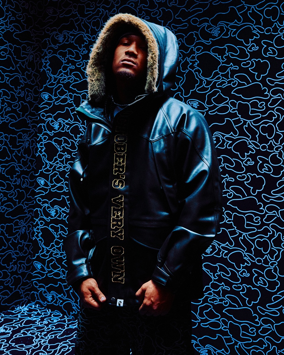 A BATHING APE®×OVO 第5弾コラボが登場。スノーボードジャケットなど限定ロゴ“OVO STA”を含む全11型を発売