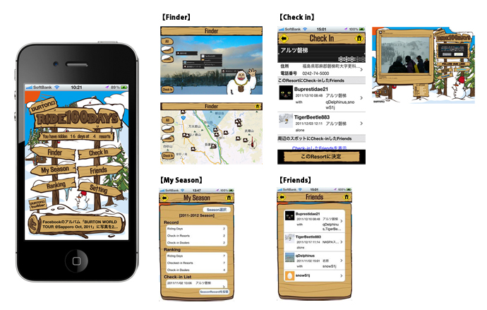 スノーボーダー向けiPhone/Androidアプリ『Ride100days』