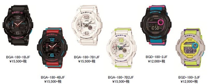 BABY-Gのスポーツライン「G-LIDE」から2014年モデル アナログモデル「BGA-180」、デジタルモデル「BGD-180」が登場