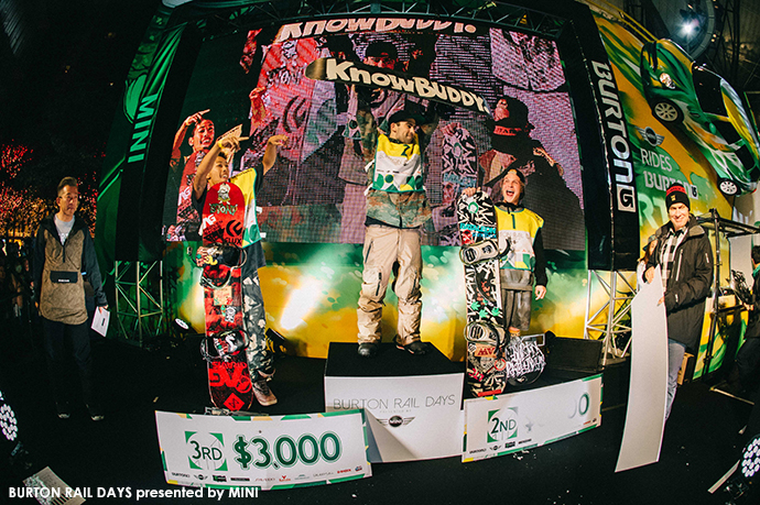 過去最高の約5,500人大観衆がストリートスノーボードのスタイルに熱狂!!『BURTON RAIL DAYS presented by MINI』2014年度優勝はザック・アラー