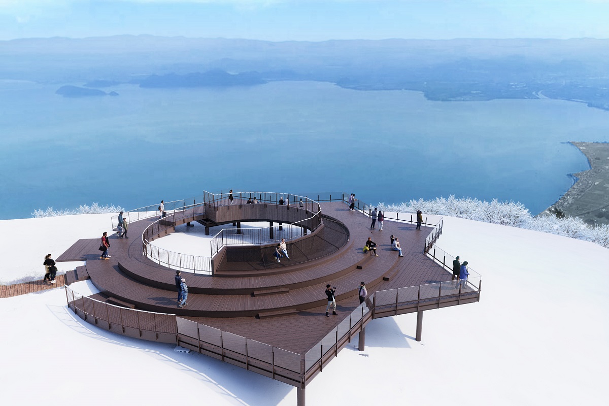 滋賀・びわ湖バレイ、蓬莱山山頂エリアに絶景スポット「Café 360」リニューアル！