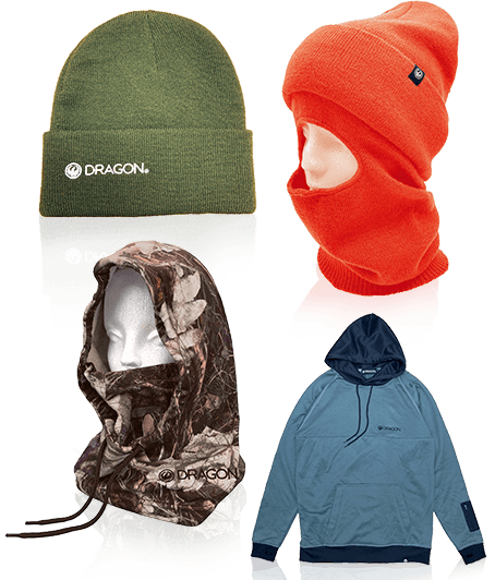 UNIFORM BEANIE OLIVE / 2 in1 BEANIE ORANGE /  HELMET HOOD WARMER CAMO / BASIC BONDING PULLOVER撥水 GRAY/BLACK