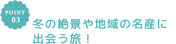 POINT 03 冬の絶景や地域の名産に出会う旅!