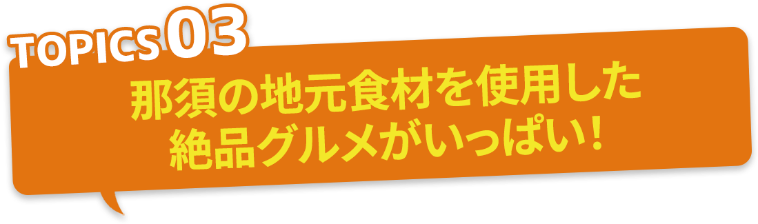 TOPICS03 那須の地元食材を使用した絶品グルメがいっぱい!