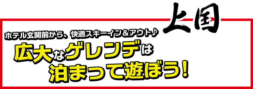 ホテル玄関前から、快適スキーイン＆アウト♪広大なゲレンデは泊まって遊ぼう！ 上国