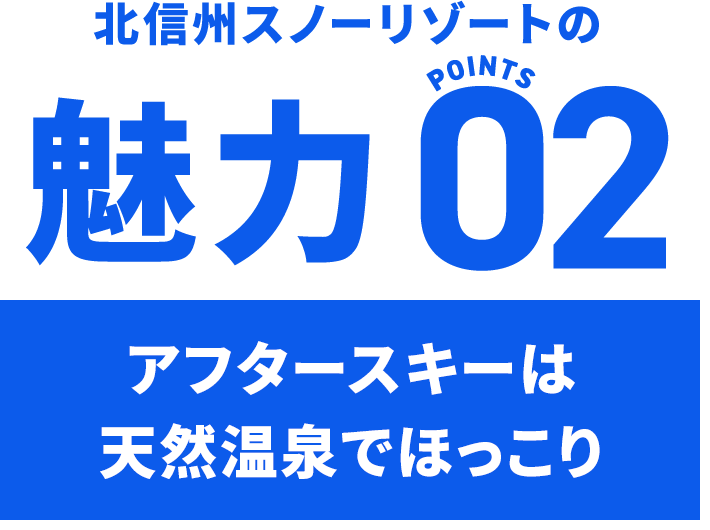 北信州スノーリゾートの魅力 POINTS02 アフタースキーは天然温泉でほっこり