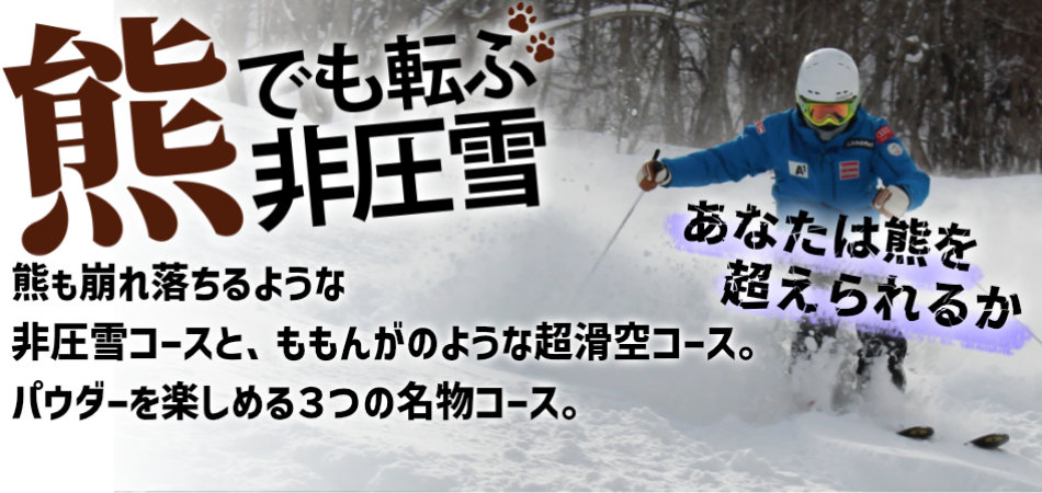 3つの完全非圧雪コース「熊つっとす」と「熊ぼっこす」「ももんが」に挑戦！|水上高原スキーリゾート