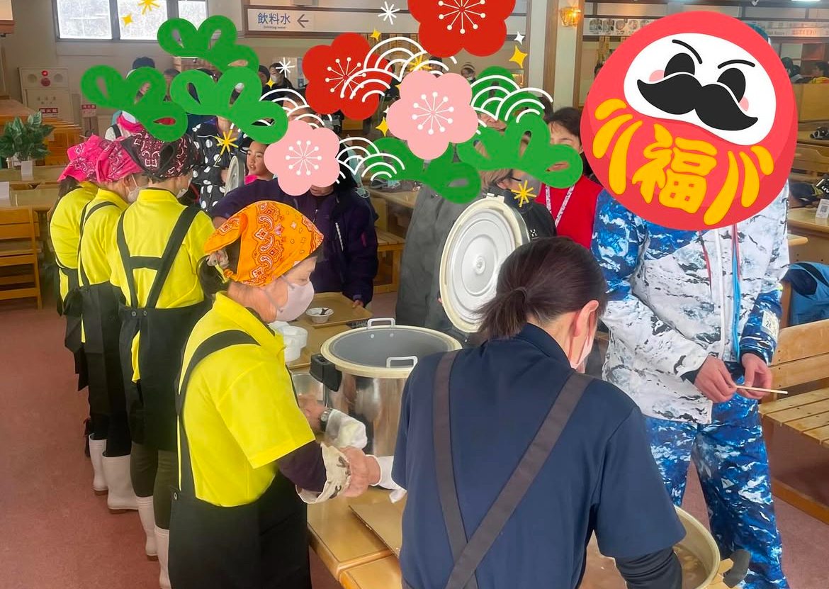 会津高原だいくらスキー場の元旦もち振る舞い
