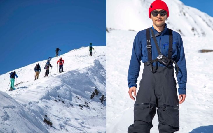 山スキー バックカントリーをたのしむ Video of how to attach skis to a mountaineering backpack by