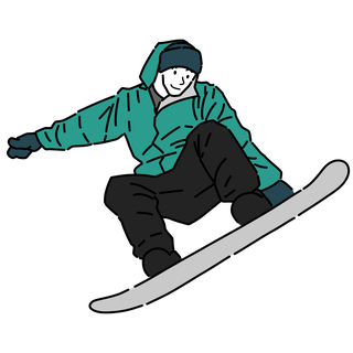 スノーボードでジャンプするライダーのイラスト